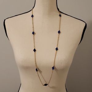 Blue diamond station necklace